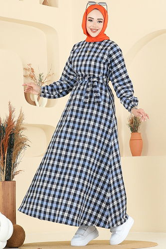 moda selvim Dress 4124PM271 Baby Blue - Thumbnail