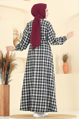 moda selvim الفستان أسود 4124PM271 - Thumbnail