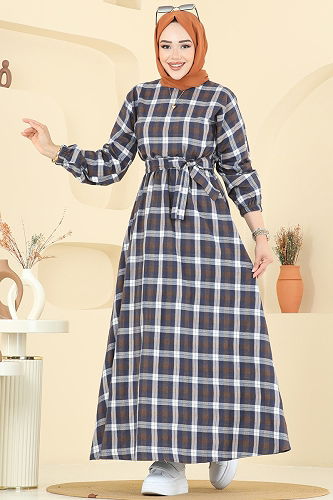 moda selvim Dress 4124PM271 Navy Blue - Thumbnail