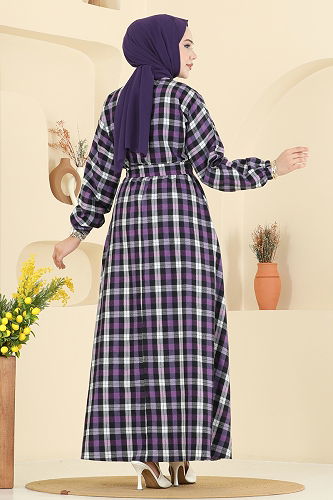 moda selvim Dress 4124PM271 Purple - Thumbnail