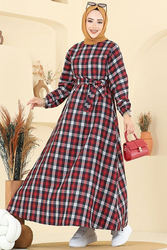 moda selvim Dress 4124PM271 Red - Thumbnail