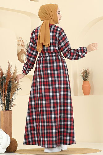 moda selvim Dress 4124PM271 Red - Thumbnail