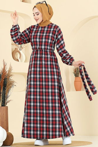 moda selvim Dress 4124PM271 Red - Thumbnail