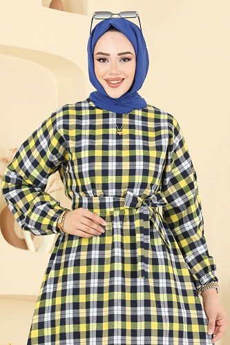 moda selvim الفستان أصفر 4124PM271 - Thumbnail