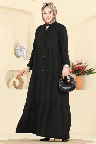 moda selvim Dress 4124ZNNK1102 Black - Thumbnail