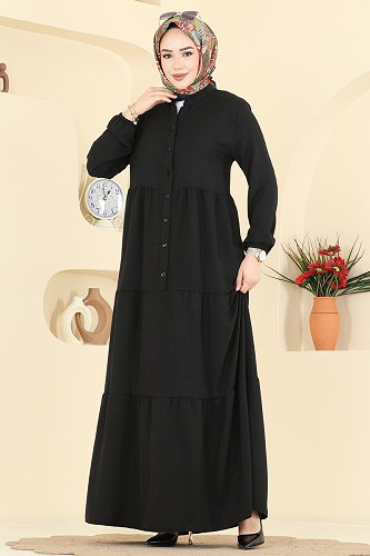 moda selvim الفستان أسود 4124ZNNK1102 - Thumbnail