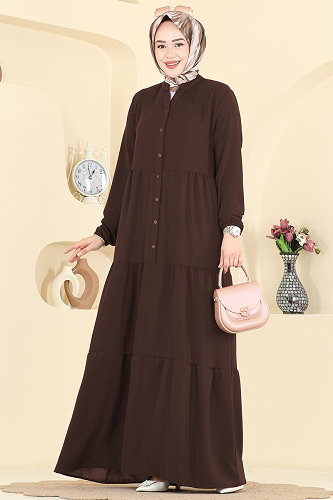 moda selvim Dress 4124ZNNK1102 Brown - Thumbnail