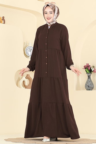 moda selvim Dress 4124ZNNK1102 Brown - Thumbnail