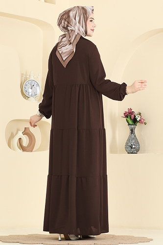 moda selvim Dress 4124ZNNK1102 Brown - Thumbnail