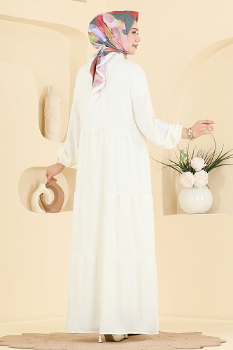 moda selvim Dress 4124ZNNK1102 Cream - Thumbnail