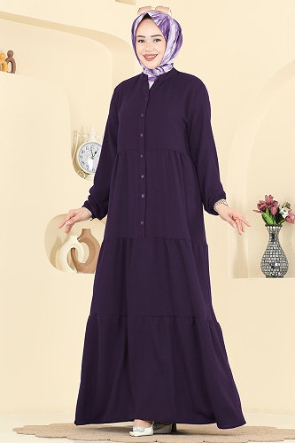 moda selvim Dress 4124ZNNK1102 Damson - Thumbnail