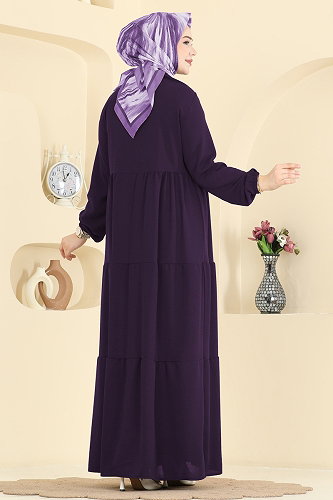 moda selvim Dress 4124ZNNK1102 Damson - Thumbnail