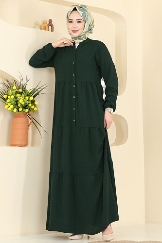 moda selvim Dress 4124ZNNK1102 Emerald - Thumbnail