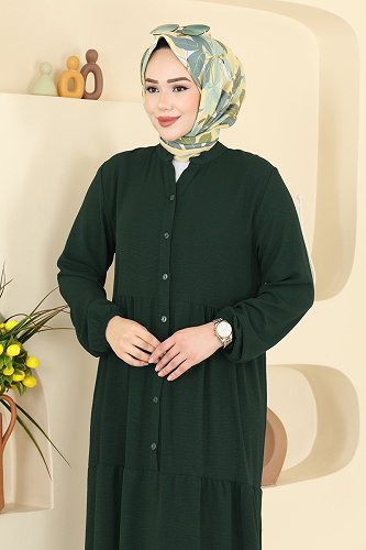 moda selvim الفستان زيتي 4124ZNNK1102 - Thumbnail