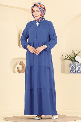 moda selvim Dress 4124ZNNK1102 Indigo - Thumbnail