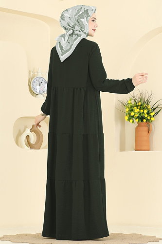 moda selvim الفستان اخضر عفني 4124ZNNK1102 - Thumbnail