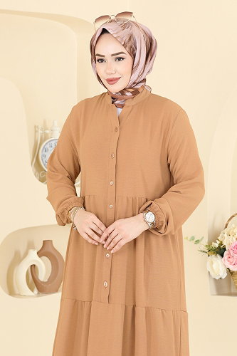 moda selvim Dress 4124ZNNK1102 Latte - Thumbnail