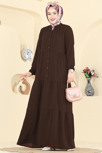 moda selvim Dress 4124ZNNK1102 Light Brown - Thumbnail