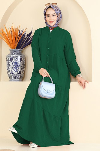 moda selvim الفستان زيتي 4124ZNNK1102 - Thumbnail