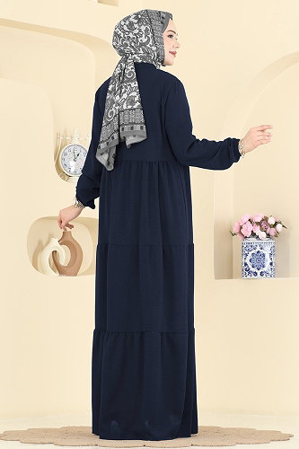 moda selvim Dress 4124ZNNK1102 Light Navy Blue - Thumbnail