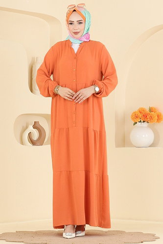 moda selvim Dress 4124ZNNK1102 Light Orange - Thumbnail