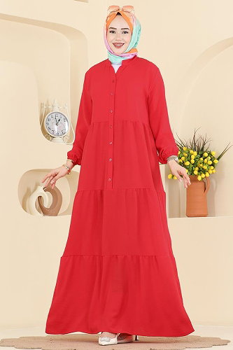 moda selvim Dress 4124ZNNK1102 Light Red - Thumbnail