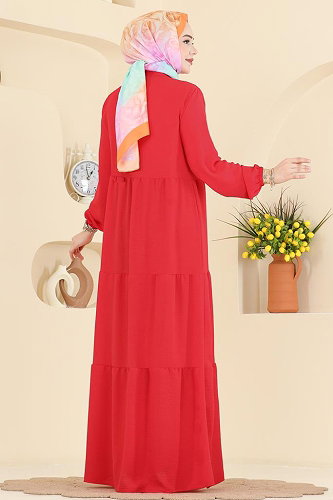 moda selvim Dress 4124ZNNK1102 Light Red - Thumbnail