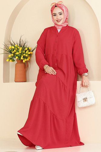 moda selvim Dress 4124ZNNK1102 Light Red - Thumbnail
