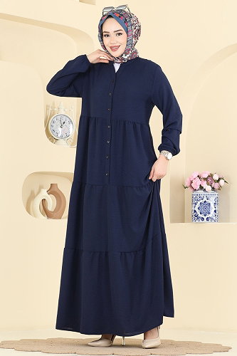 moda selvim الفستان كحلي 4124ZNNK1102 - Thumbnail