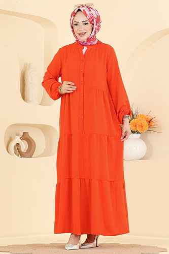 moda selvim Dress 4124ZNNK1102 Oranj - Thumbnail