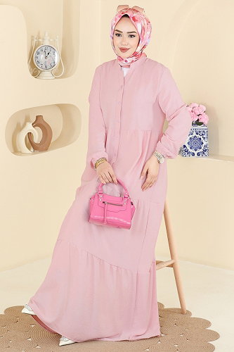 moda selvim الفستان بيج وردي 4124ZNNK1102 - Thumbnail