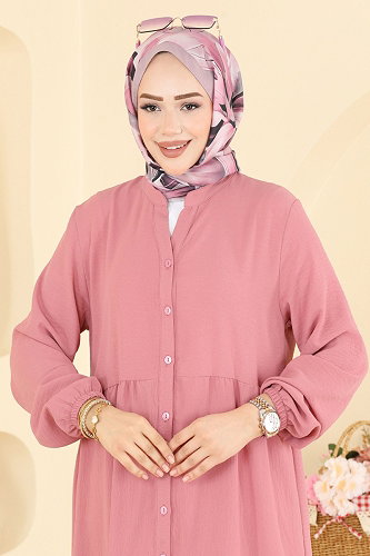 moda selvim الفستان وردي 4124ZNNK1102 - Thumbnail