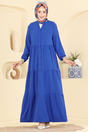 moda selvim Dress 4124ZNNK1102 Saxe - Thumbnail