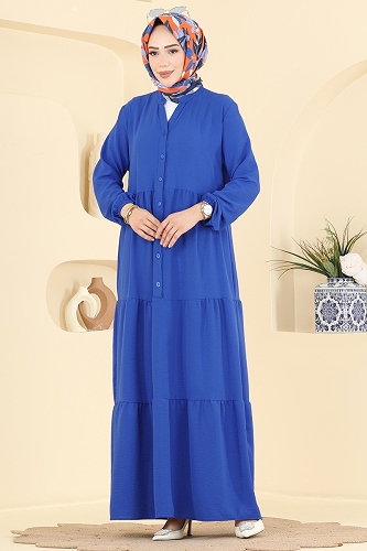 moda selvim Dress 4124ZNNK1102 Saxe - Thumbnail