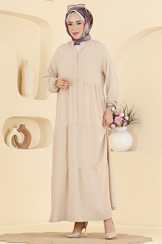moda selvim Dress 4124ZNNK1102 Stone - Thumbnail