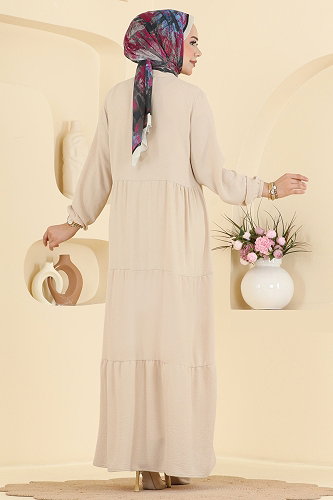 moda selvim Dress 4124ZNNK1102 Stone - Thumbnail