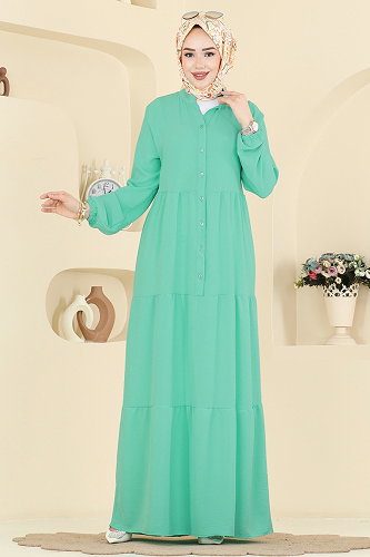 moda selvim الفستان اخضر فاتح 4124ZNNK1102 - Thumbnail