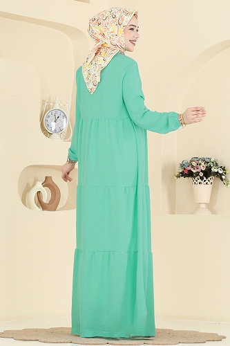 moda selvim الفستان اخضر فاتح 4124ZNNK1102 - Thumbnail