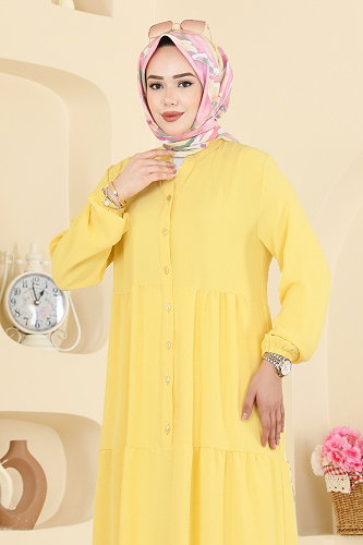 moda selvim Dress 4124ZNNK1102 Yellow - Thumbnail