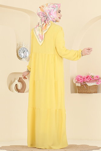 moda selvim Dress 4124ZNNK1102 Yellow - Thumbnail