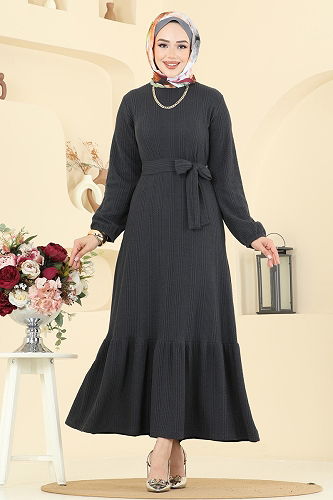 moda selvim Dress 4127PM271 Anthracite - Thumbnail
