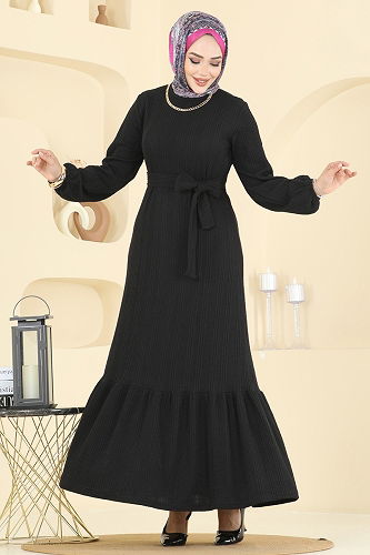 moda selvim Dress 4127PM271 Black - Thumbnail