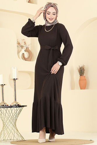 moda selvim Dress 4127PM271 Brown - Thumbnail