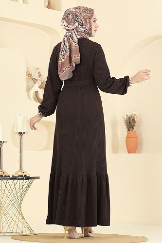 moda selvim Dress 4127PM271 Brown - Thumbnail