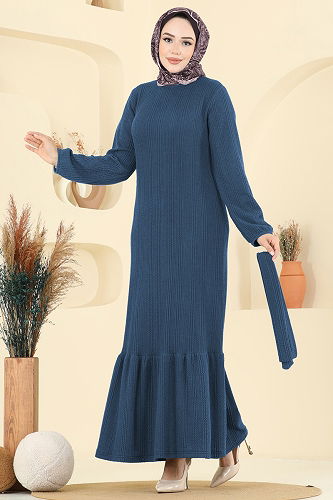 moda selvim Dress 4127PM271 Indigo - Thumbnail