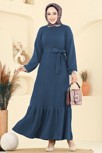 moda selvim الفستان ازرق 4127PM271 - Thumbnail
