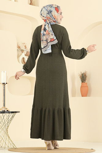 moda selvim Dress 4127PM271 Khaki - Thumbnail