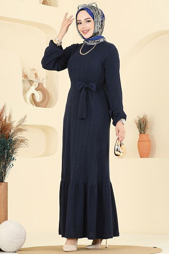 moda selvim Dress 4127PM271 Navy Blue - Thumbnail