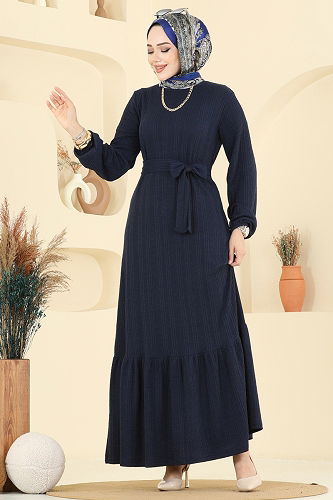 moda selvim Dress 4127PM271 Navy Blue - Thumbnail