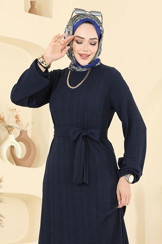moda selvim Dress 4127PM271 Navy Blue - Thumbnail